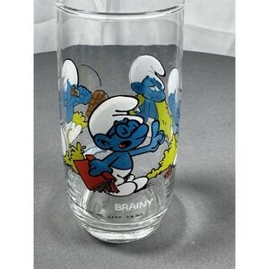 Vintage 1982 Brainy Smurf Peyo Wallace Berrie Novelty Co 1-glass 6"